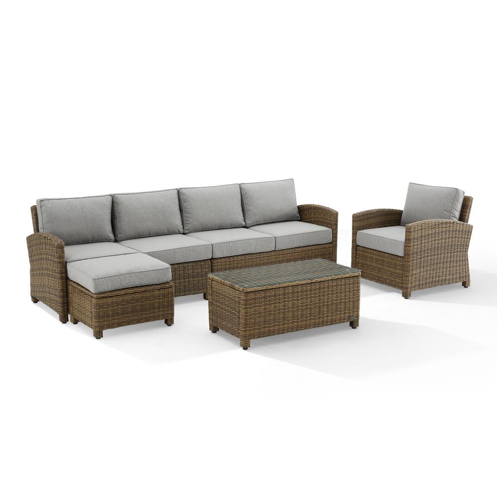 5Pc Outdoor Furniture Set, Left&Right Loveseat, Armchair, Coffee Table, Ottoman. Picture 6