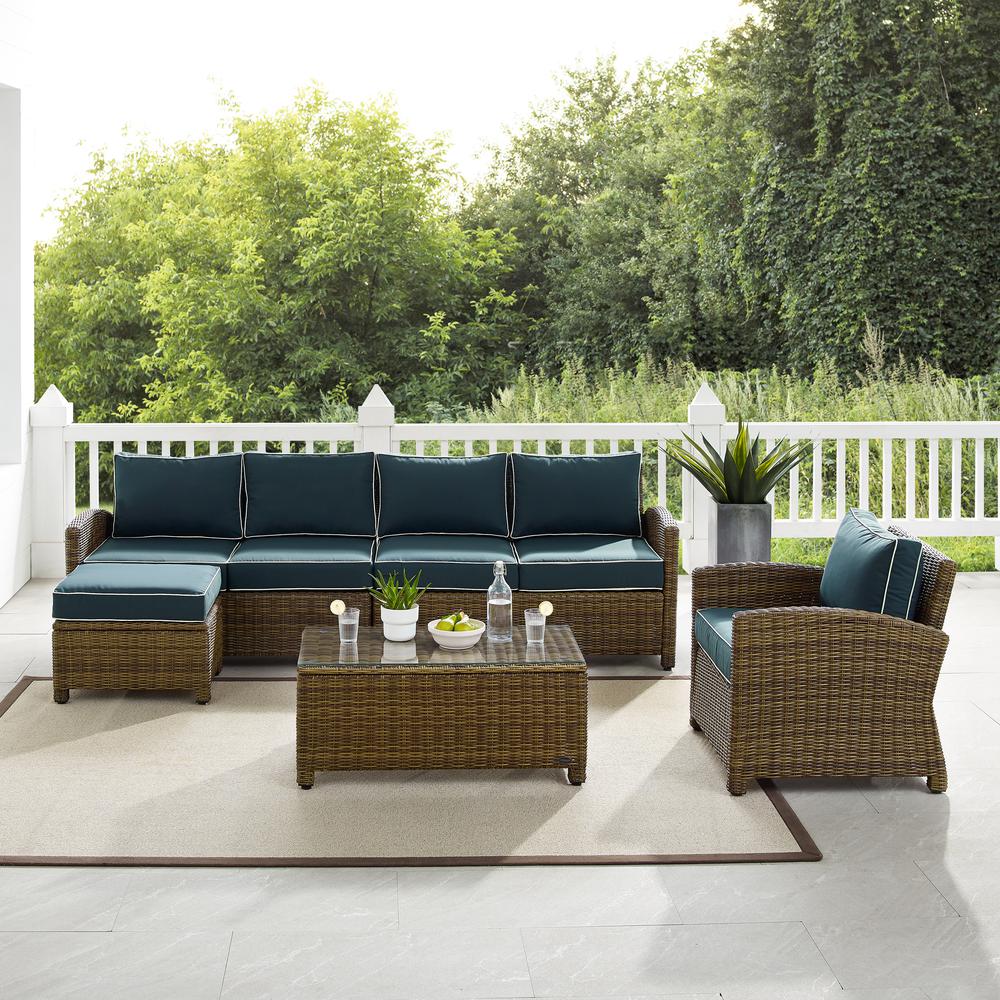 5Pc Outdoor Furniture Set, Left&Right Loveseat, Armchair, Coffee Table, Ottoman. Picture 3