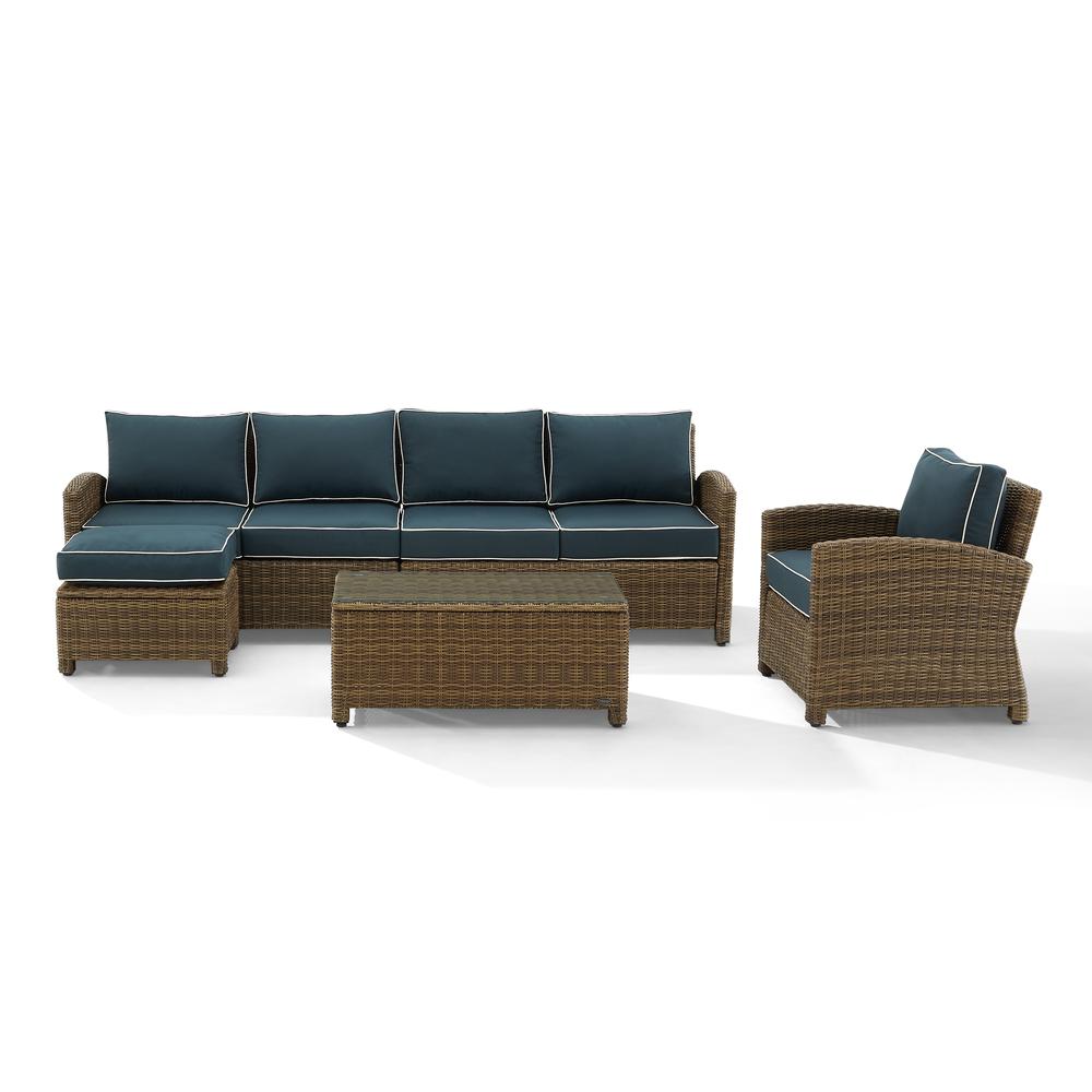 5Pc Outdoor Furniture Set, Left&Right Loveseat, Armchair, Coffee Table, Ottoman. Picture 7