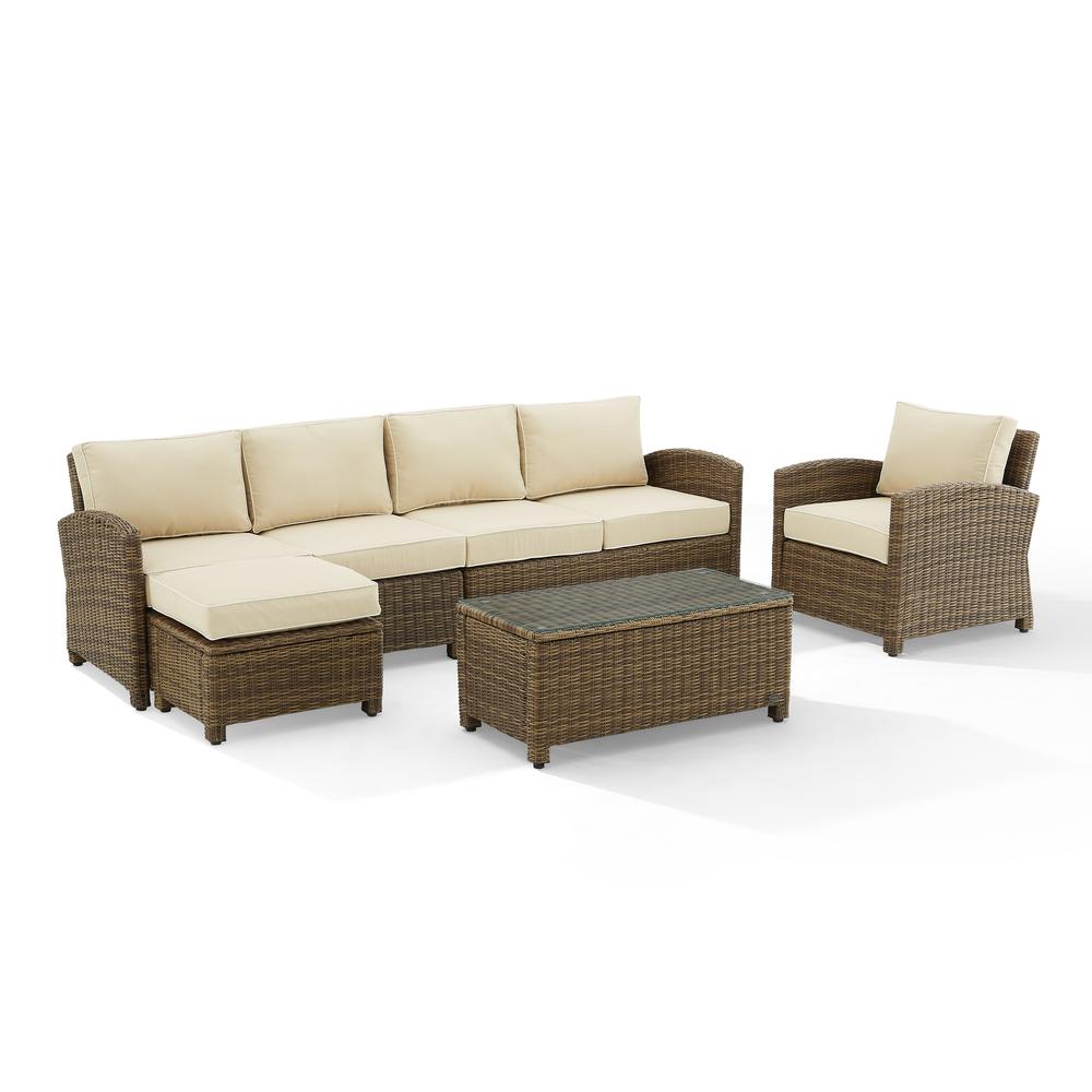5Pc Outdoor Furniture Set, Left&Right Loveseat, Armchair, Coffee Table, Ottoman. Picture 6