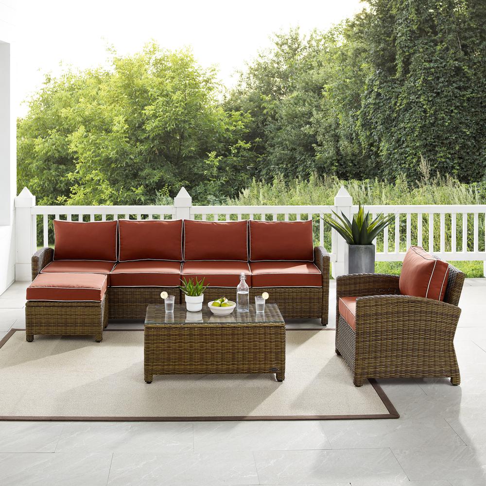 5Pc Outdoor Furniture Set, Left&Right Loveseat, Armchair, Coffee Table, Ottoman. Picture 3