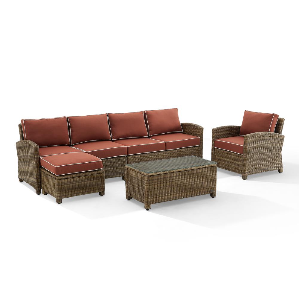 5Pc Outdoor Furniture Set, Left&Right Loveseat, Armchair, Coffee Table, Ottoman. Picture 6