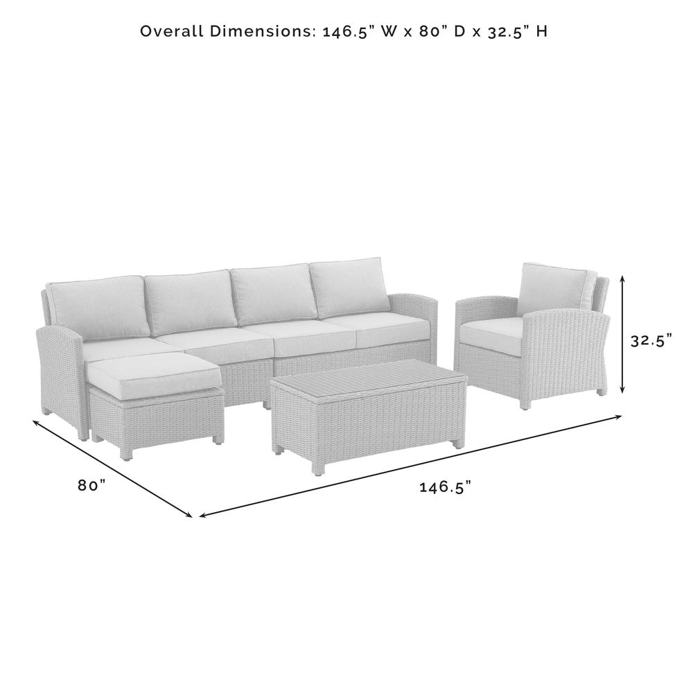 5Pc Outdoor Furniture Set, Left&Right Loveseat, Armchair, Coffee Table, Ottoman. Picture 10
