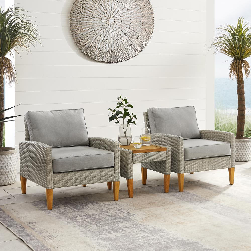 Capella 3Pc Wicker Outdoor Chair Set - Side Table & 2 Armchairs. Picture 9