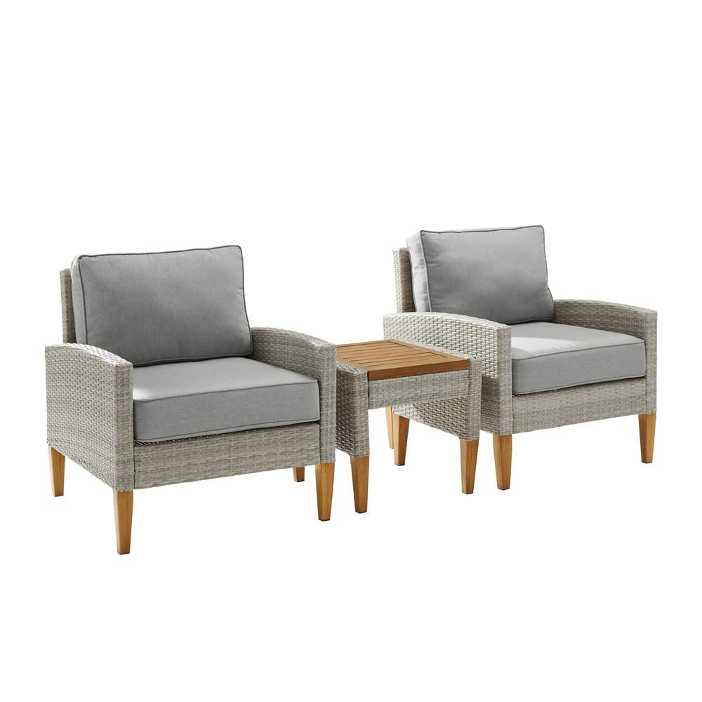 Capella 3Pc Wicker Outdoor Chair Set - Side Table & 2 Armchairs. Picture 16