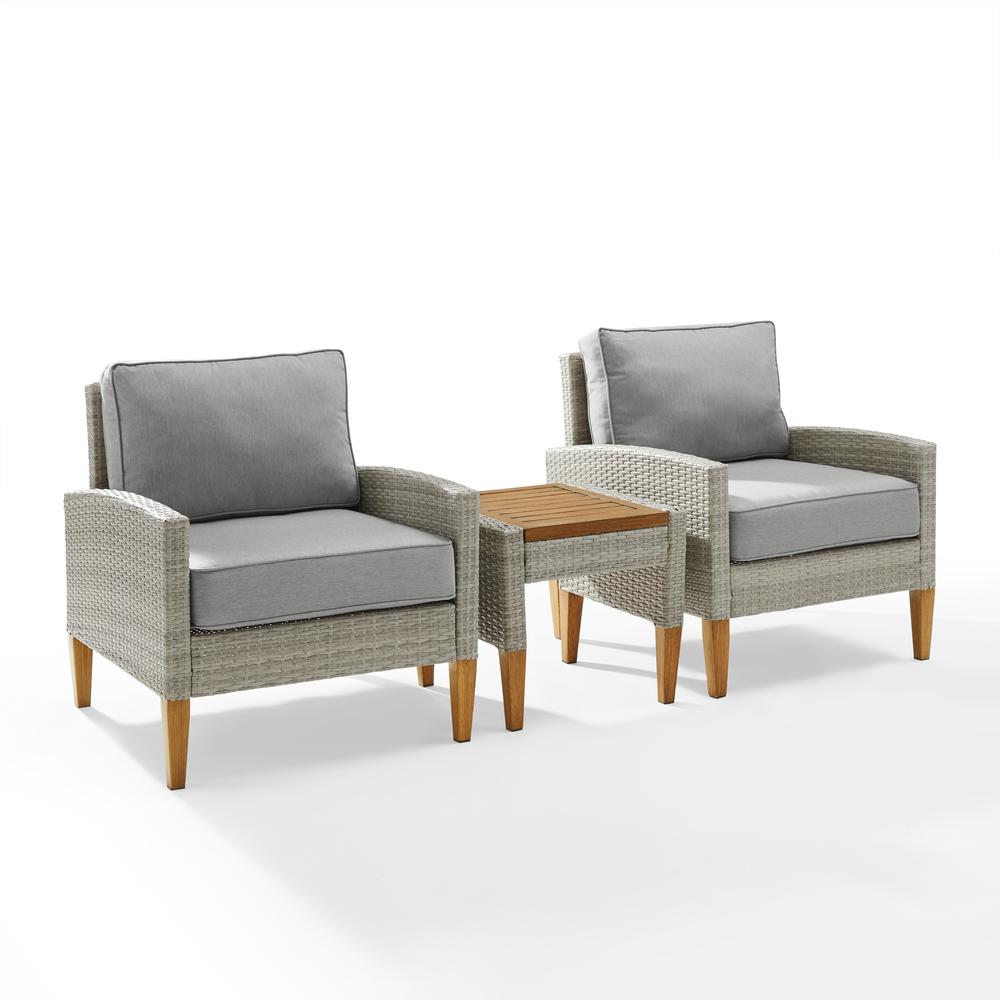 Capella 3Pc Wicker Outdoor Chair Set - Side Table & 2 Armchairs. Picture 7