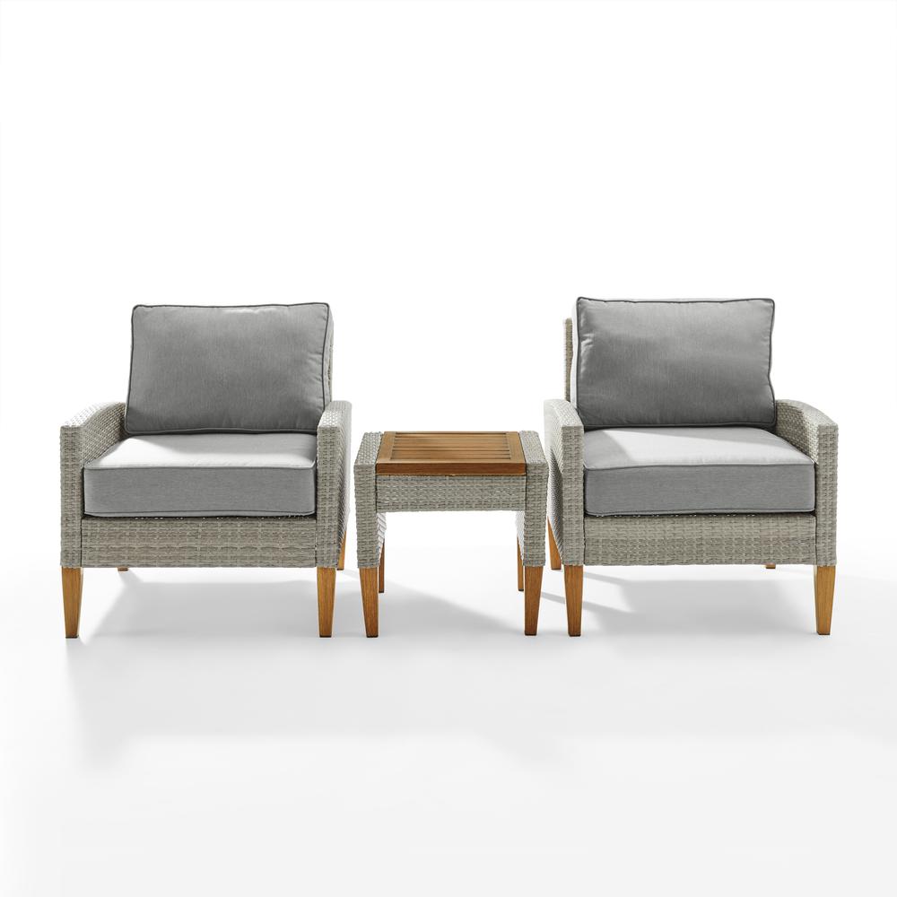 Capella 3Pc Wicker Outdoor Chair Set - Side Table & 2 Armchairs. Picture 14