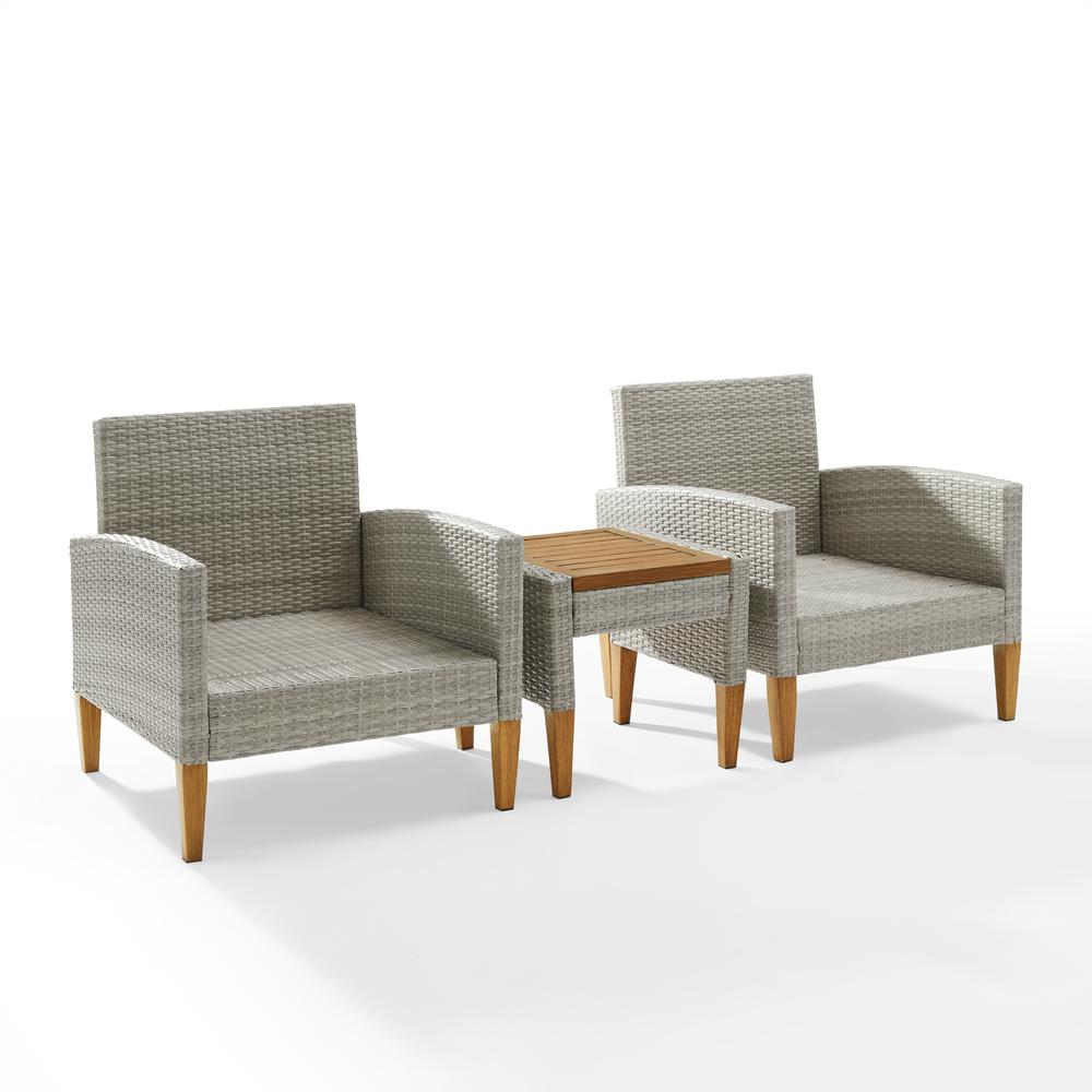 Capella 3Pc Wicker Outdoor Chair Set - Side Table & 2 Armchairs. Picture 11