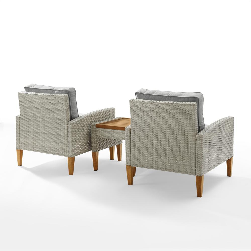 Capella 3Pc Wicker Outdoor Chair Set - Side Table & 2 Armchairs. Picture 2