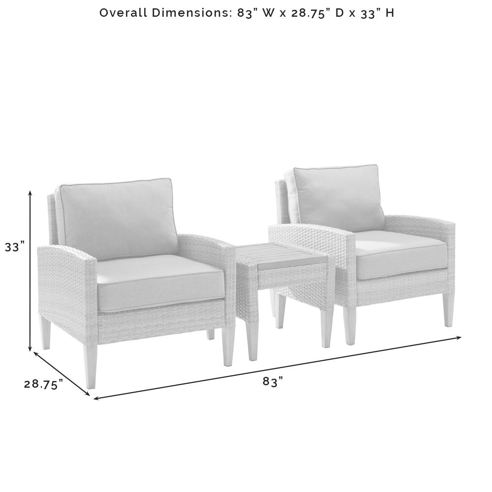 Capella 3Pc Wicker Outdoor Chair Set - Side Table & 2 Armchairs. Picture 15