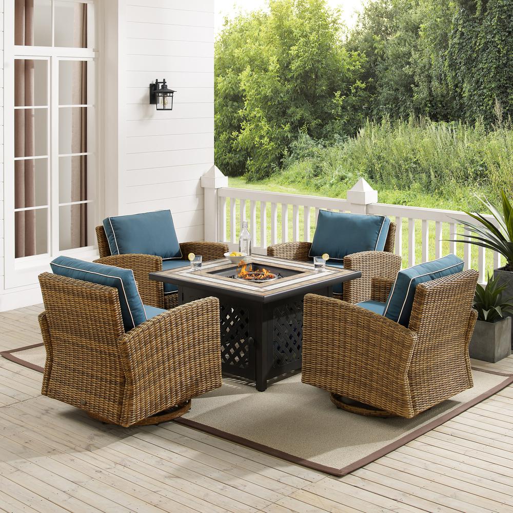 Bradenton 5Pc Outdoor Rocker Set W/ Fire Table, Tucson Fire Table & 4 Rockers. Picture 2