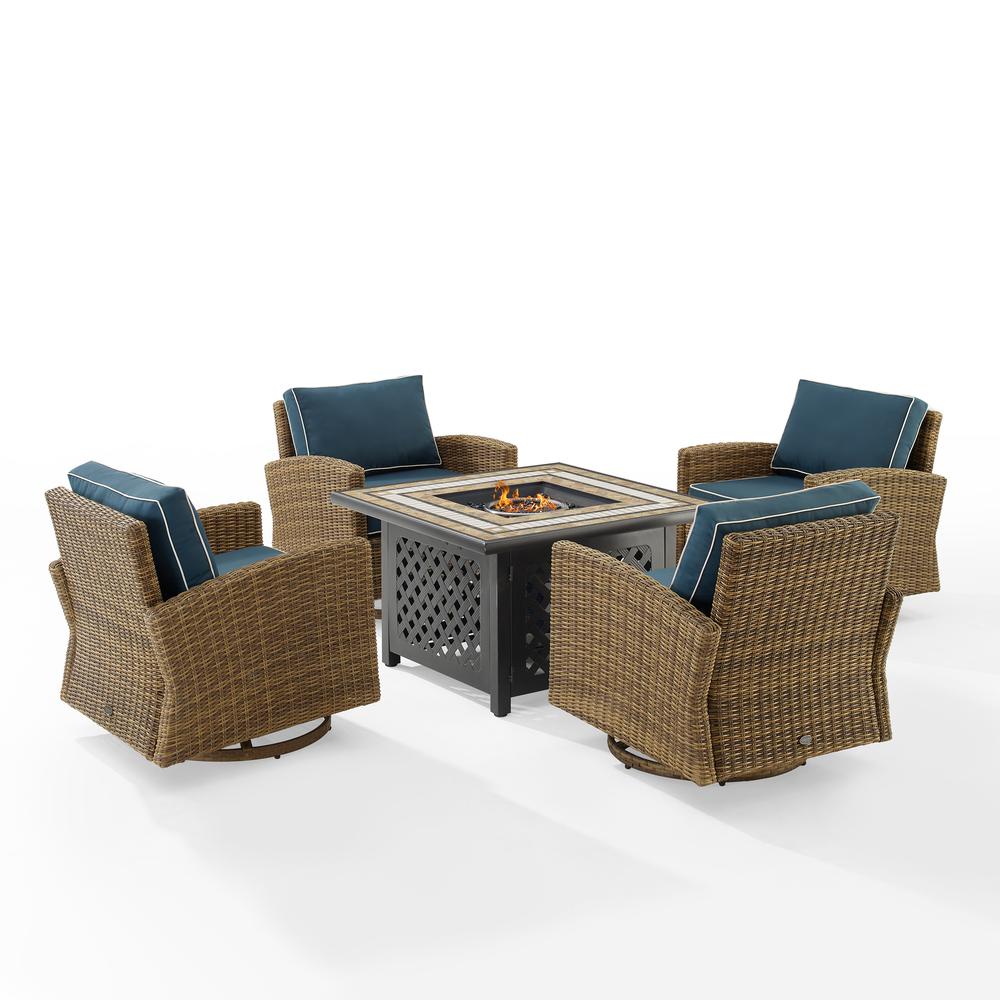 Bradenton 5Pc Outdoor Rocker Set W/ Fire Table, Tucson Fire Table & 4 Rockers. Picture 1