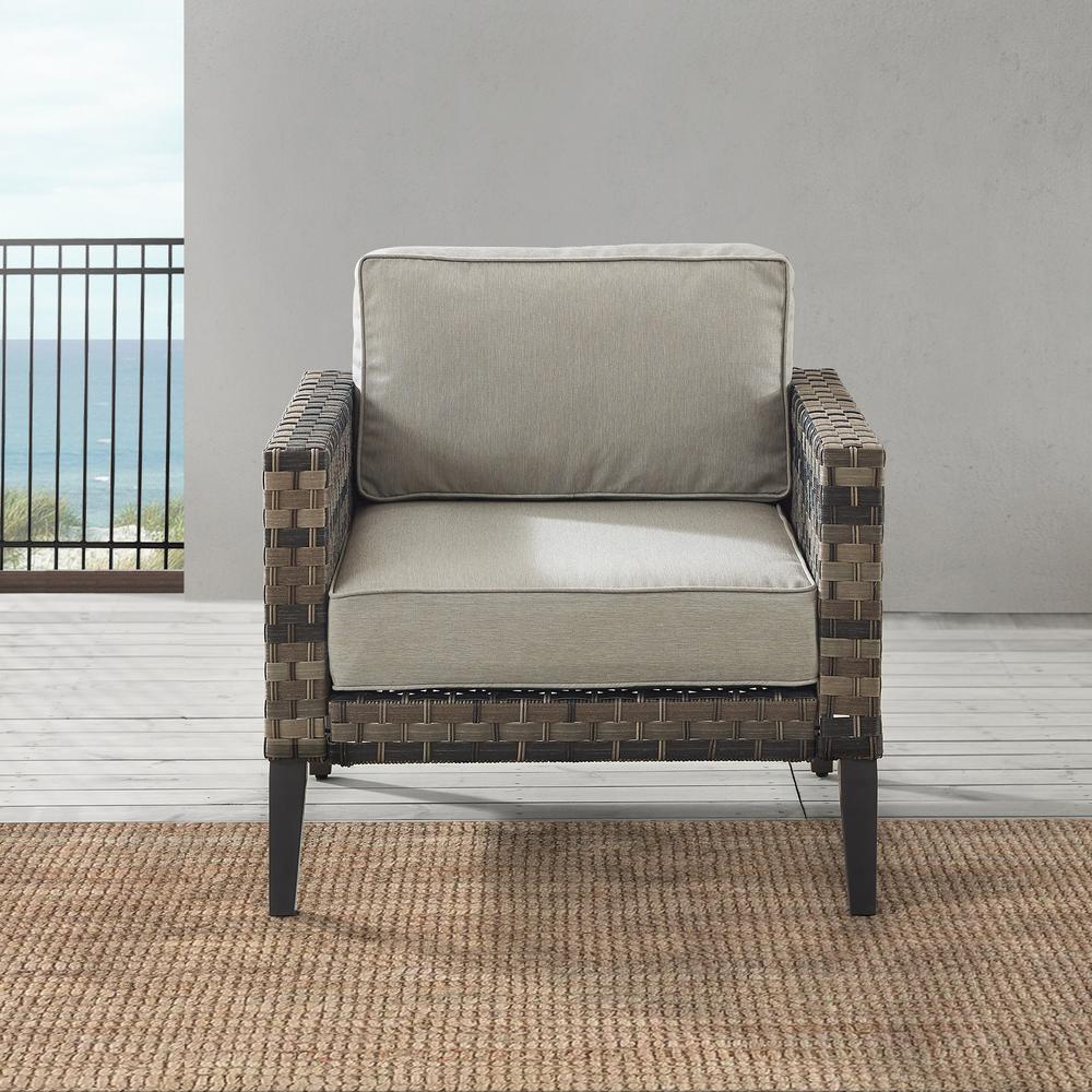Prescott Outdoor Wicker Armchair Taupe/Brown. Picture 12