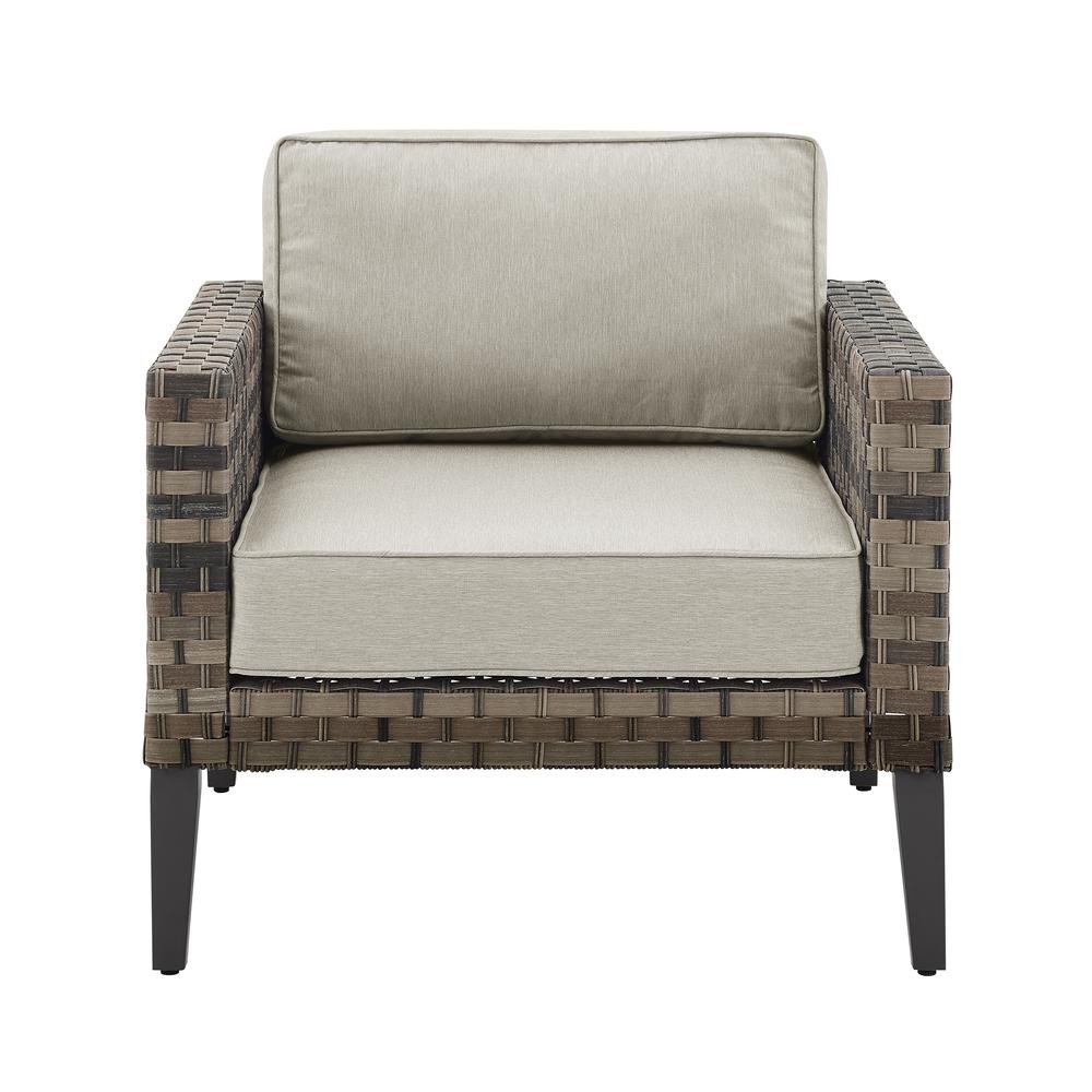Prescott Outdoor Wicker Armchair Taupe/Brown. Picture 13