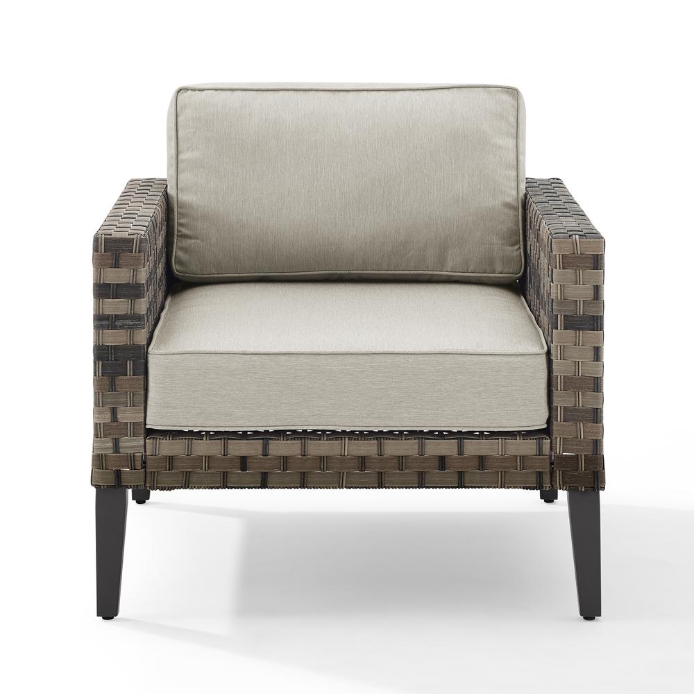 Prescott Outdoor Wicker Armchair Taupe/Brown. Picture 10