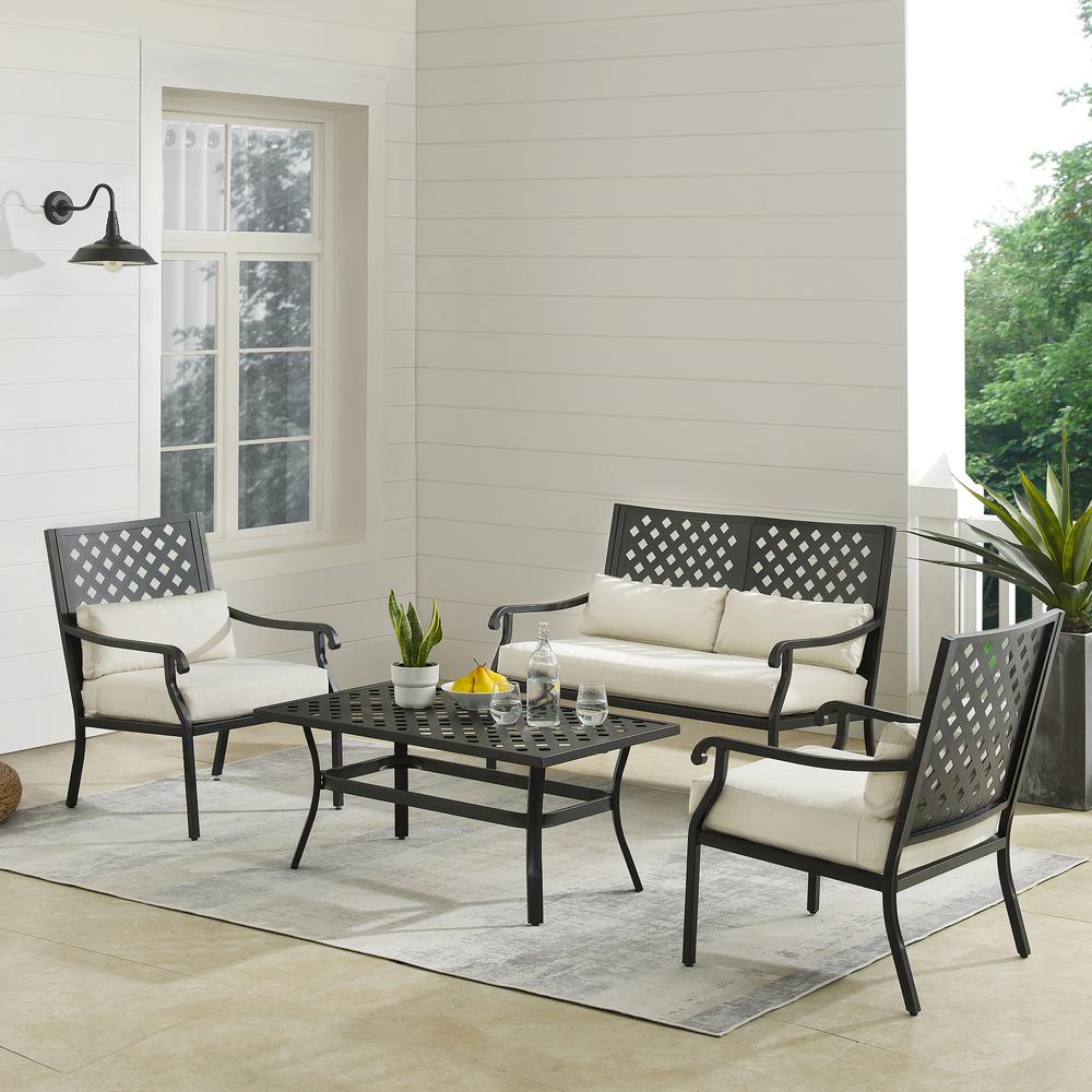 Alistair 4Pc Outdoor Loveseat Furniture Set, Loveseat, Coffee Table, 2 Armchairs. Picture 2