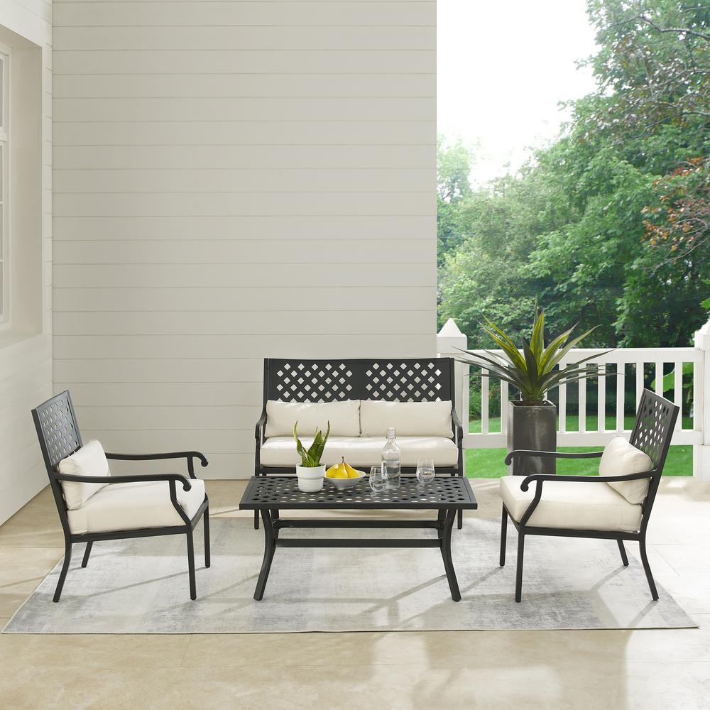 Alistair 4Pc Outdoor Loveseat Furniture Set, Loveseat, Coffee Table, 2 Armchairs. Picture 3