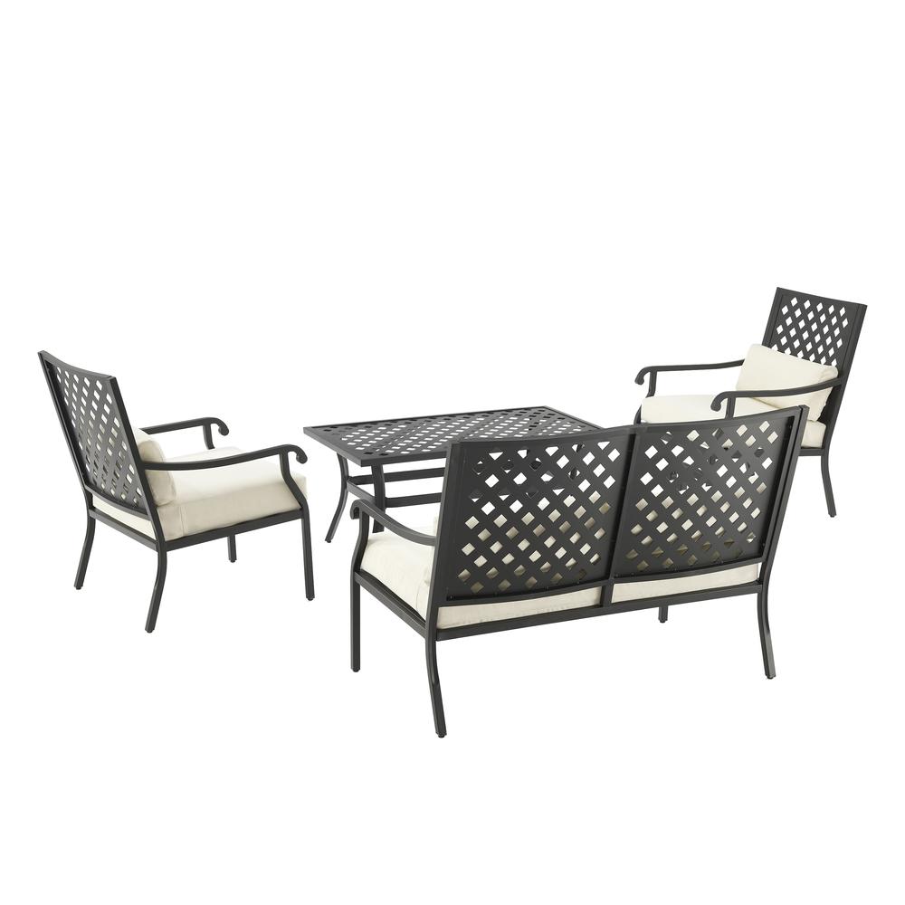 Alistair 4Pc Outdoor Loveseat Furniture Set, Loveseat, Coffee Table, 2 Armchairs. Picture 5