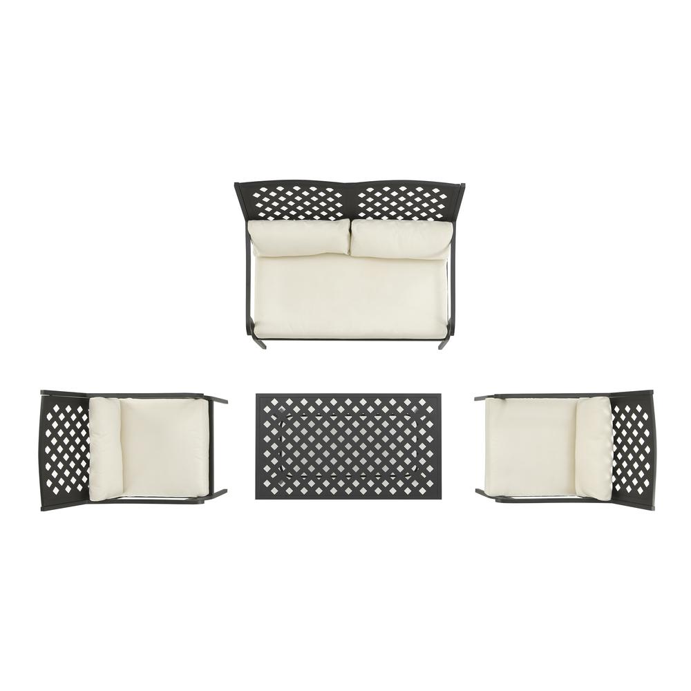 Alistair 4Pc Outdoor Loveseat Furniture Set, Loveseat, Coffee Table, 2 Armchairs. Picture 7