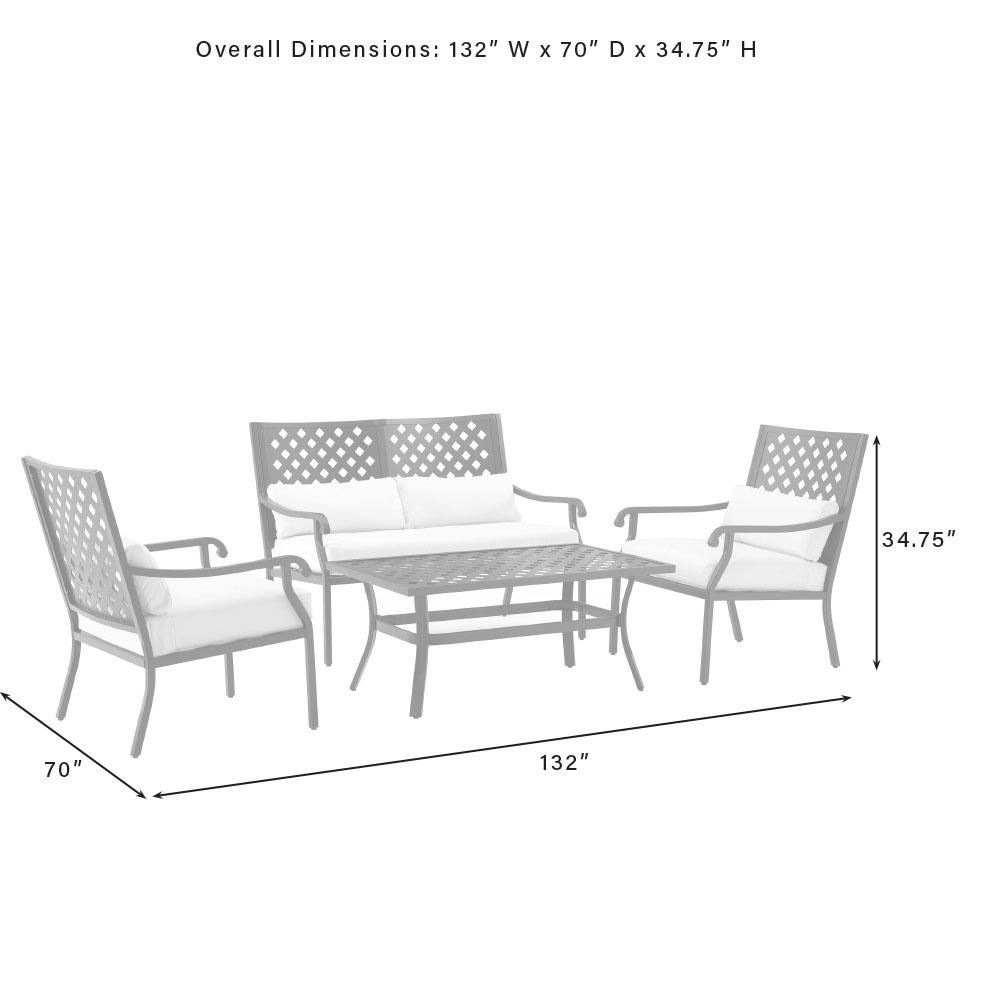 Alistair 4Pc Outdoor Loveseat Furniture Set, Loveseat, Coffee Table, 2 Armchairs. Picture 15