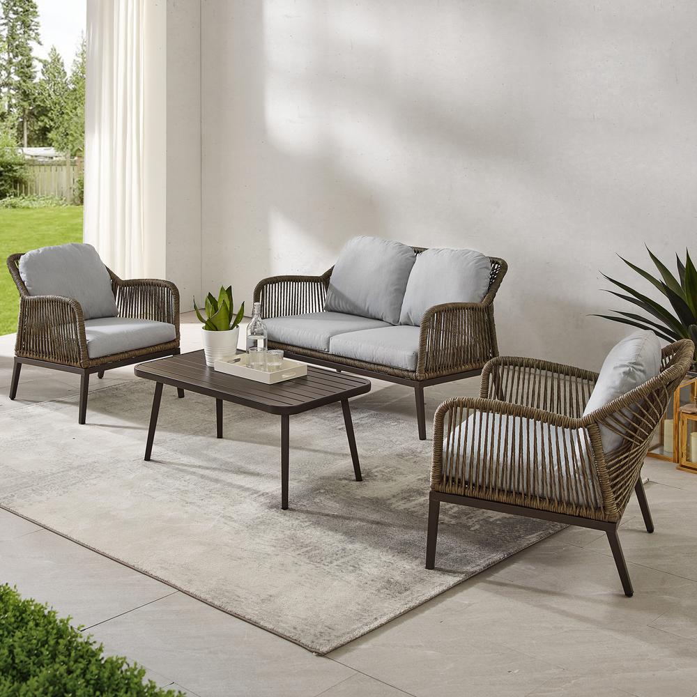 Haven 4Pc Outdoor Loveseat Furniture Set, Loveseat, Coffee Table, 2 Armchairs. Picture 2