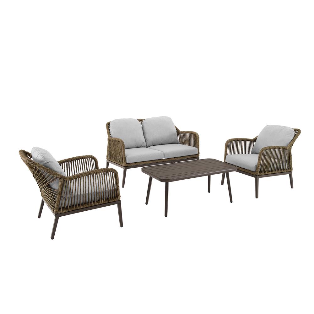 Haven 4Pc Outdoor Loveseat Furniture Set, Loveseat, Coffee Table, 2 Armchairs. Picture 1