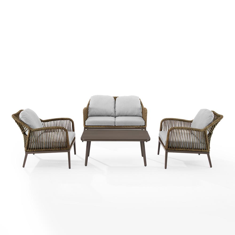 Haven 4Pc Outdoor Loveseat Furniture Set, Loveseat, Coffee Table, 2 Armchairs. Picture 8