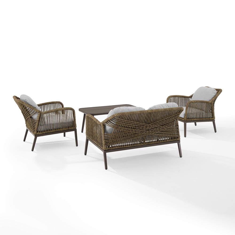 Haven 4Pc Outdoor Loveseat Furniture Set, Loveseat, Coffee Table, 2 Armchairs. Picture 10