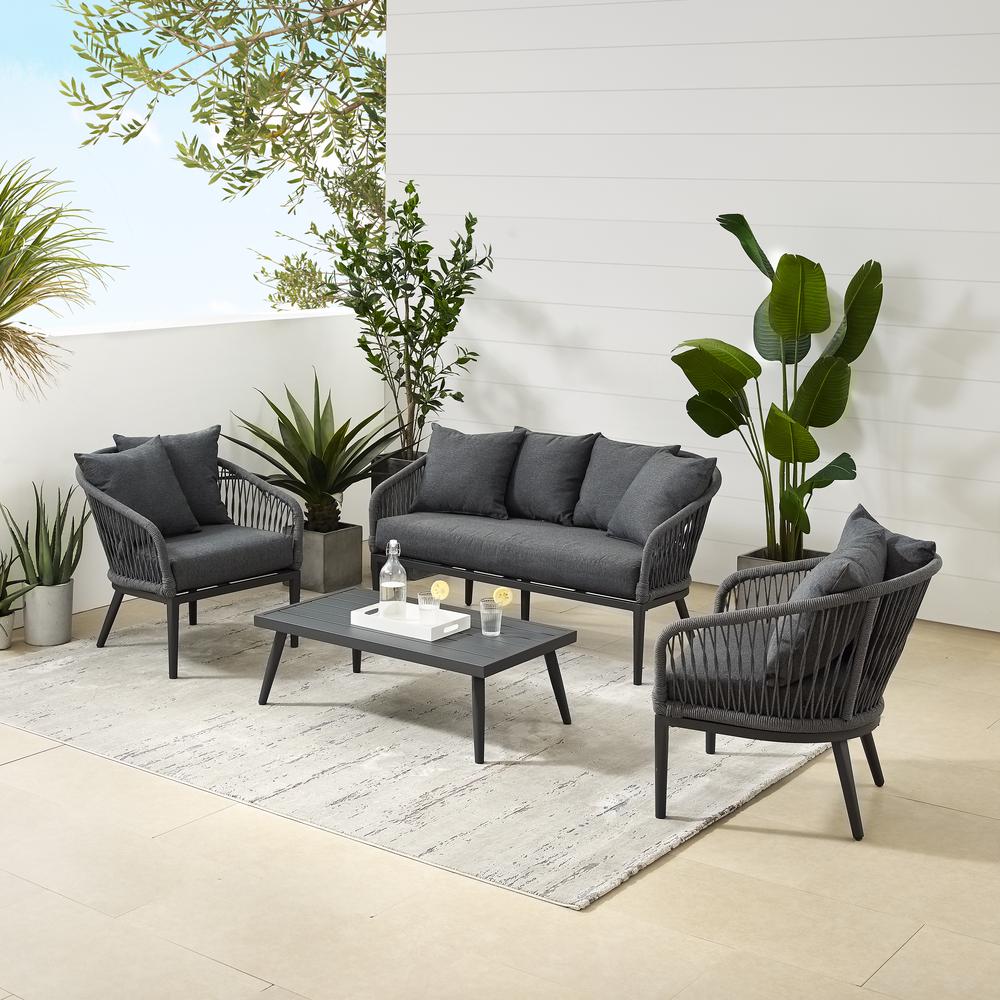 Dover 4Pc Outdoor Loveseat Patio Furniture Set. Picture 5