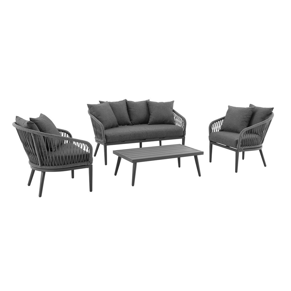 Dover 4Pc Outdoor Loveseat Patio Furniture Set. Picture 12