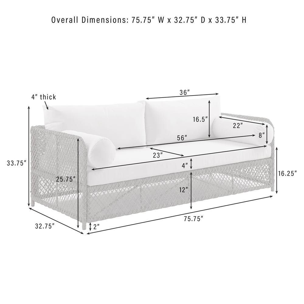 Wicker Outdoor Sofa with Creme Cushions for Patio Relaxation and Garden Seating. Picture 12