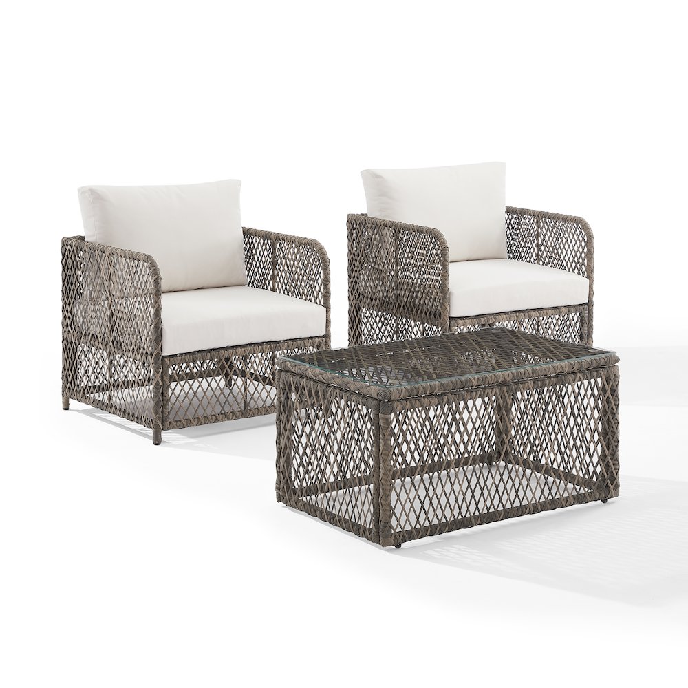 Granite Bay 3-Piece Wicker Outdoor Chair Set - Coffee Table & 2 Chairs. Picture 1