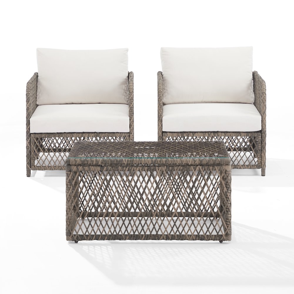 Granite Bay 3-Piece Wicker Outdoor Chair Set - Coffee Table & 2 Chairs. Picture 2