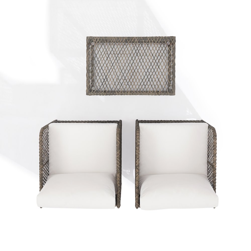 Granite Bay 3-Piece Wicker Outdoor Chair Set - Coffee Table & 2 Chairs. Picture 11