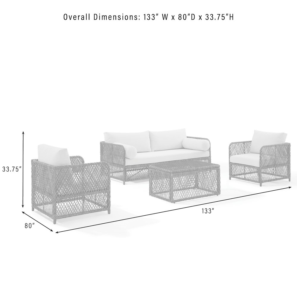 Granite Bay 4Pc Outdoor Sofa Patio Furniture Set, Sofa, Coffee Table, & 2 Chairs. Picture 1