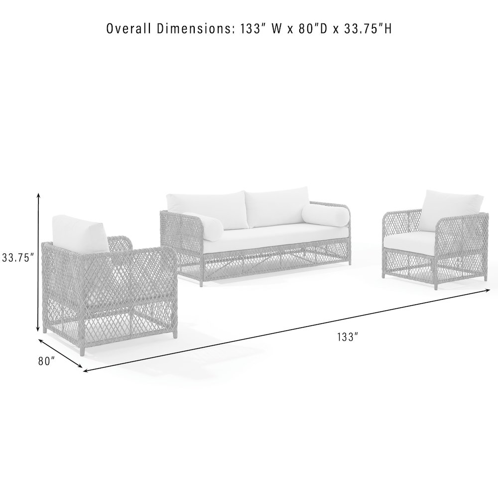 Granite Bay 3Pc Wicker Outdoor Sofa Patio Furniture Set - Sofa & 2 Chairs. Picture 1