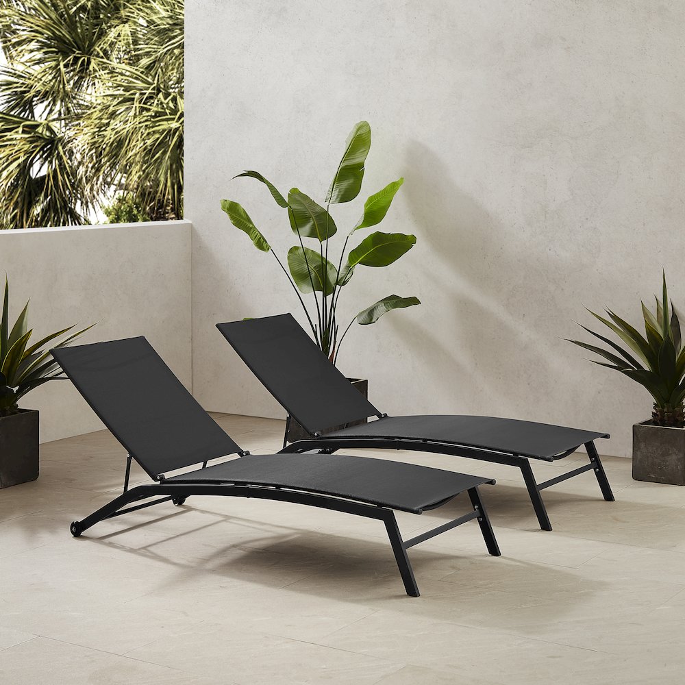 Weaver 2-Piece Outdoor Chaise Lounge Set - 2 Lounge Chairs. Picture 4