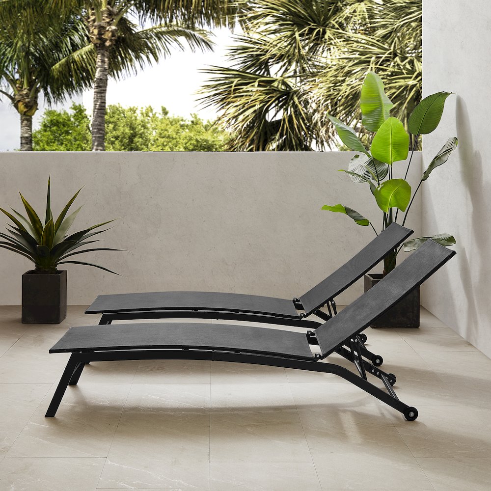 Weaver 2-Piece Outdoor Chaise Lounge Set - 2 Lounge Chairs. Picture 5