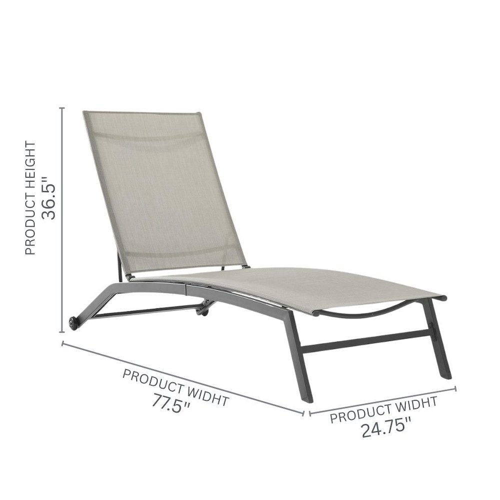 Black Steel Outdoor Lounge Chairs Set of 2 with Reclining Mesh and Wheels. Picture 8
