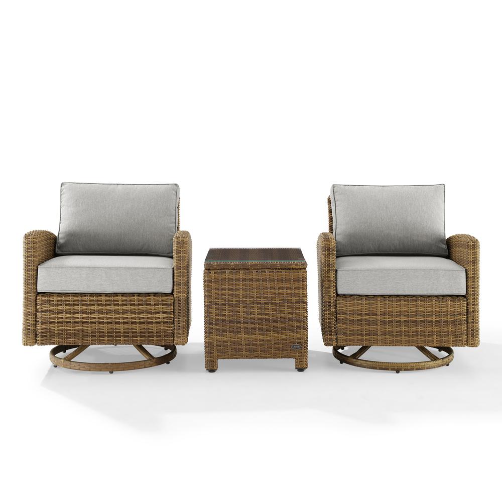 Bradenton 3Pc Wicker Swivel Rocker Outdoor Chair Set, Side Table & 2 Rockers. Picture 6
