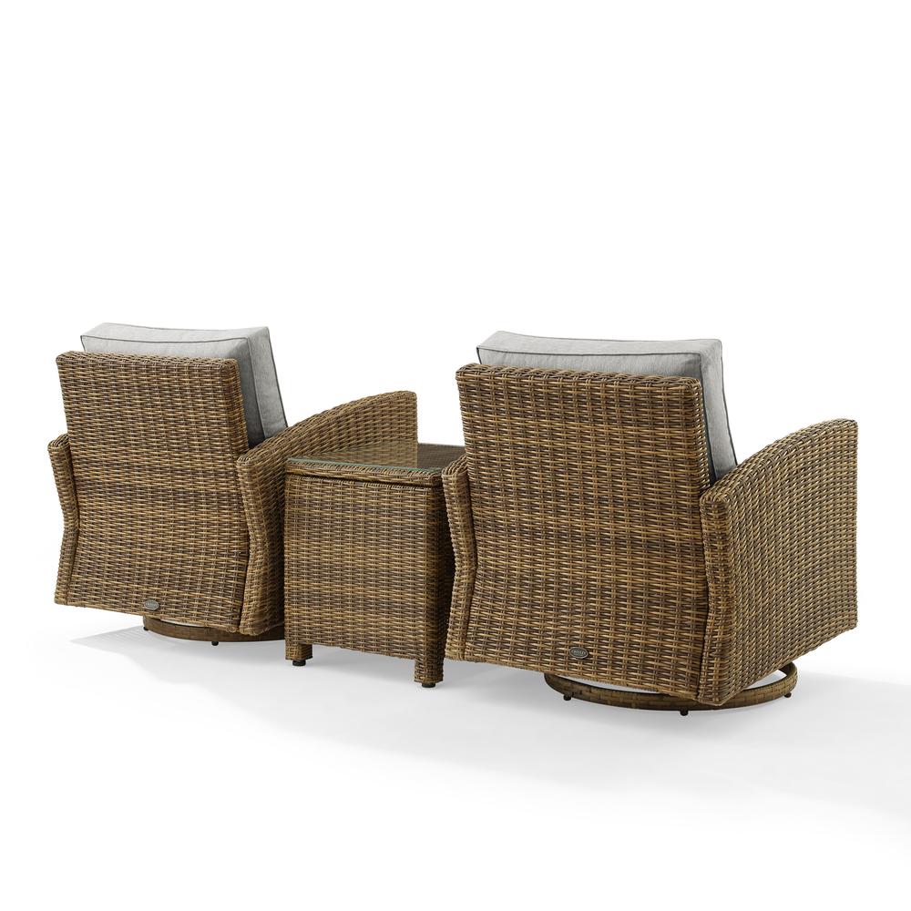 Bradenton 3Pc Wicker Swivel Rocker Outdoor Chair Set, Side Table & 2 Rockers. Picture 7