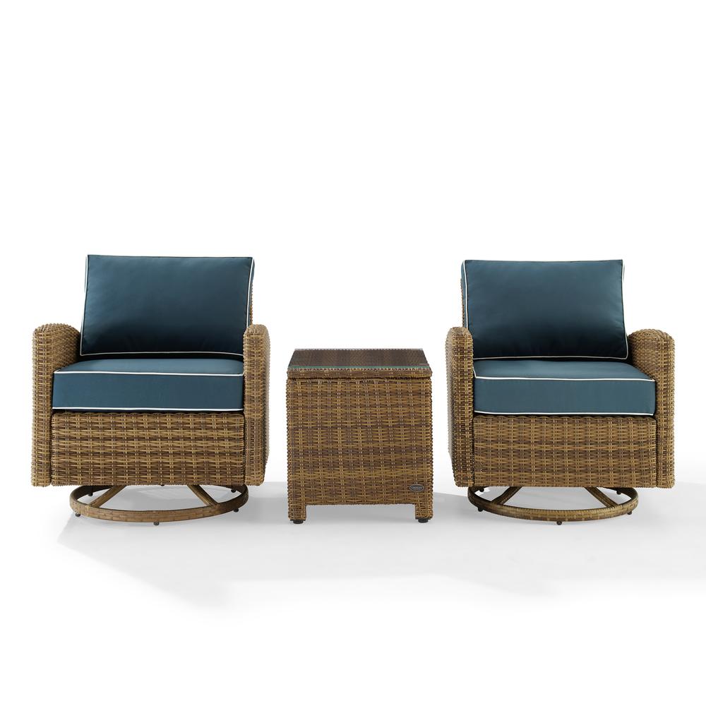 Bradenton 3Pc Wicker Swivel Rocker Outdoor Chair Set, Side Table & 2 Rockers. Picture 6