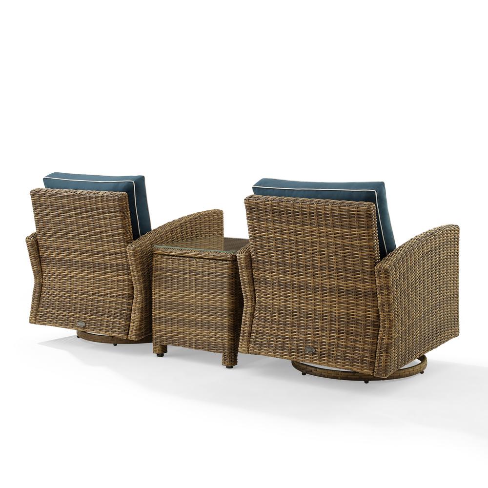 Bradenton 3Pc Wicker Swivel Rocker Outdoor Chair Set, Side Table & 2 Rockers. Picture 7