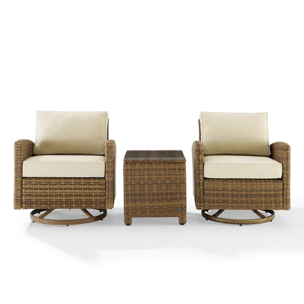Bradenton 3Pc Wicker Swivel Rocker Outdoor Chair Set, Side Table & 2 Rockers. Picture 6