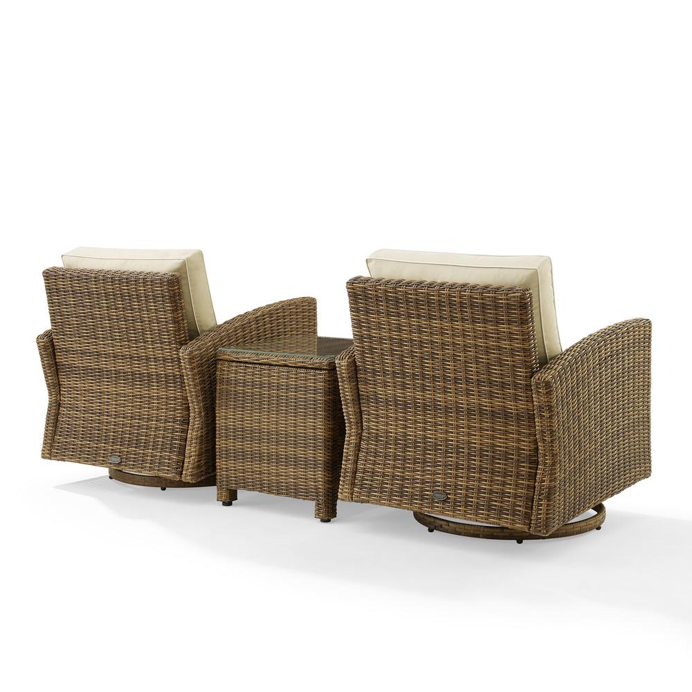Bradenton 3Pc Wicker Swivel Rocker Outdoor Chair Set, Side Table & 2 Rockers. Picture 7