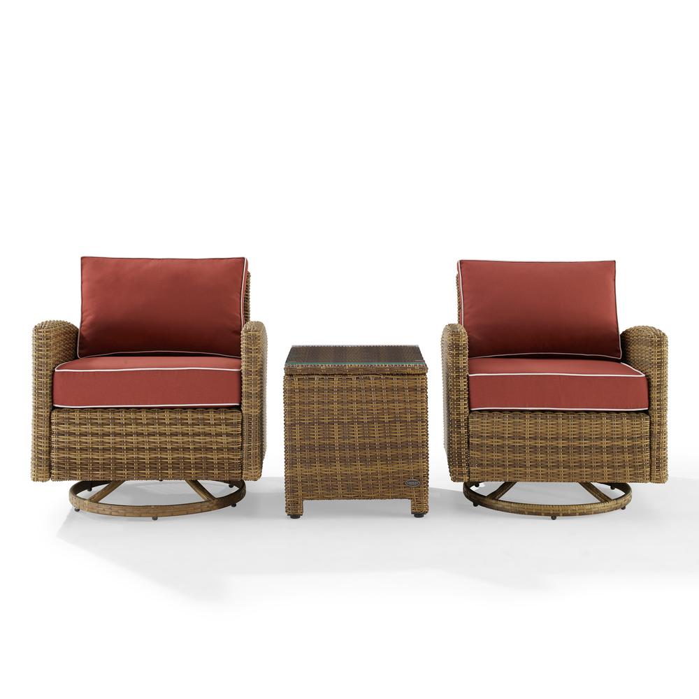 Bradenton 3Pc Wicker Swivel Rocker Outdoor Chair Set, Side Table & 2 Rockers. Picture 6