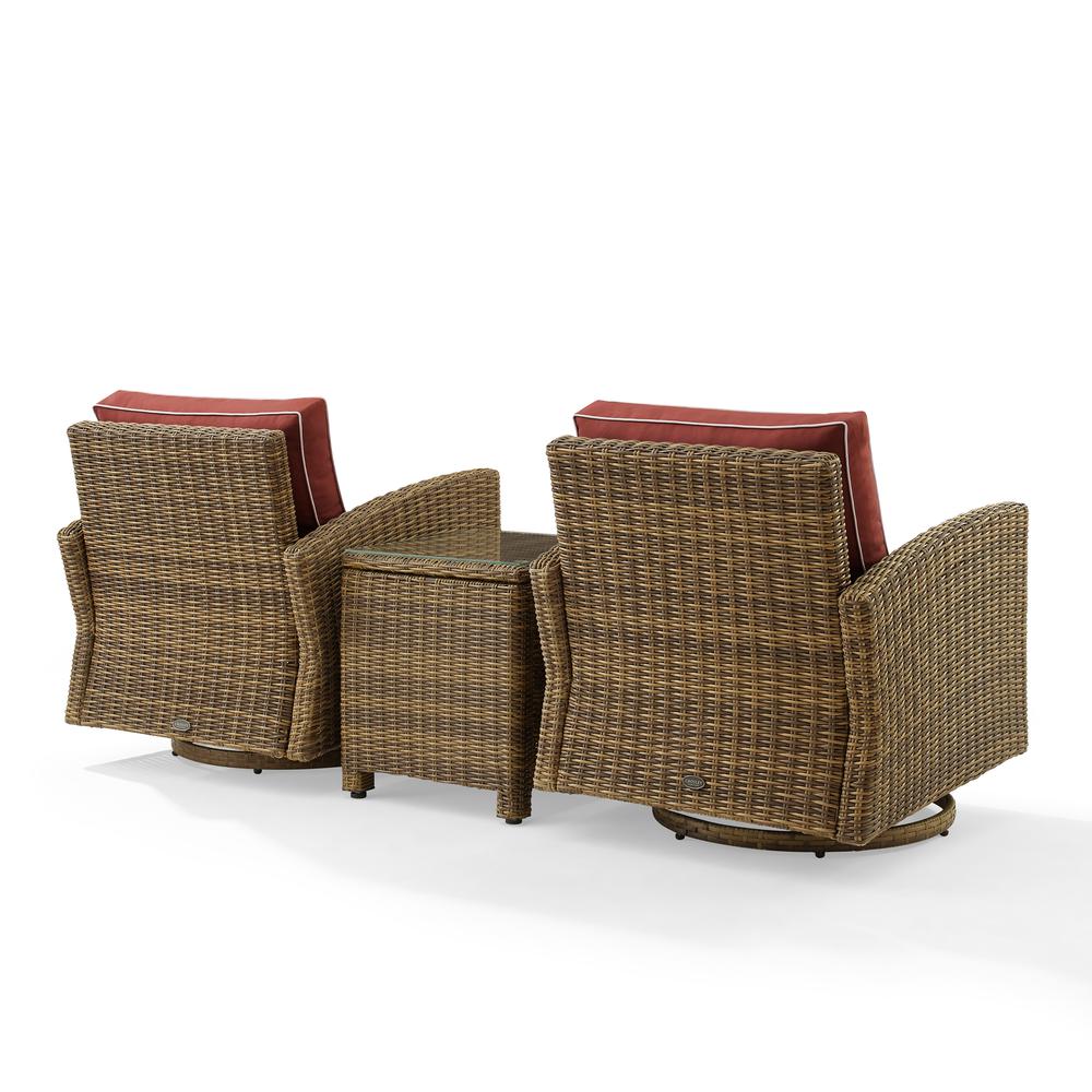 Bradenton 3Pc Wicker Swivel Rocker Outdoor Chair Set, Side Table & 2 Rockers. Picture 9