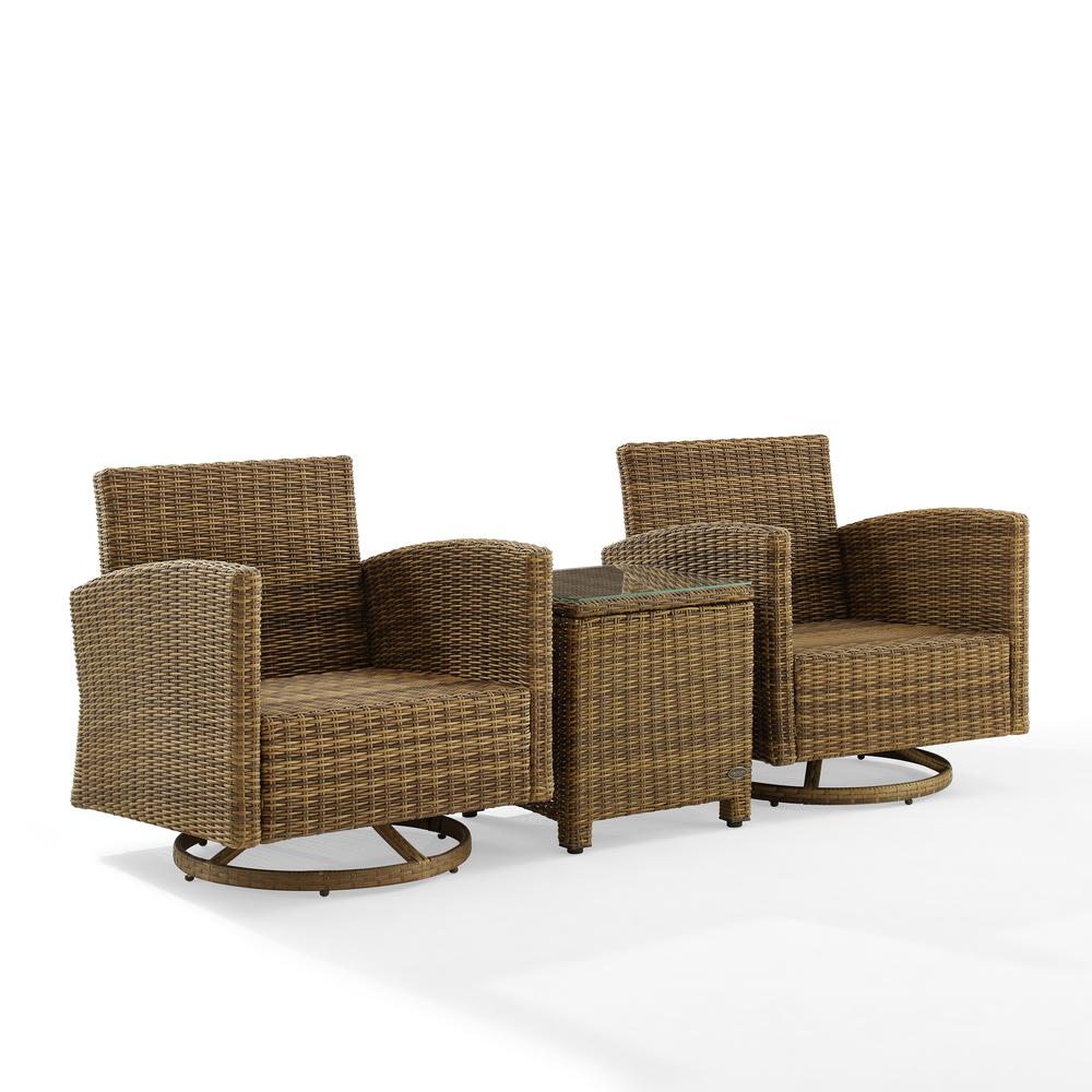 Bradenton 3Pc Wicker Swivel Rocker Outdoor Chair Set, Side Table & 2 Rockers. Picture 10