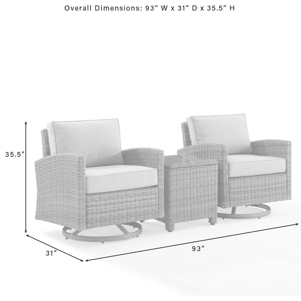 Bradenton 3Pc Wicker Swivel Rocker Outdoor Chair Set, Side Table & 2 Rockers. Picture 7