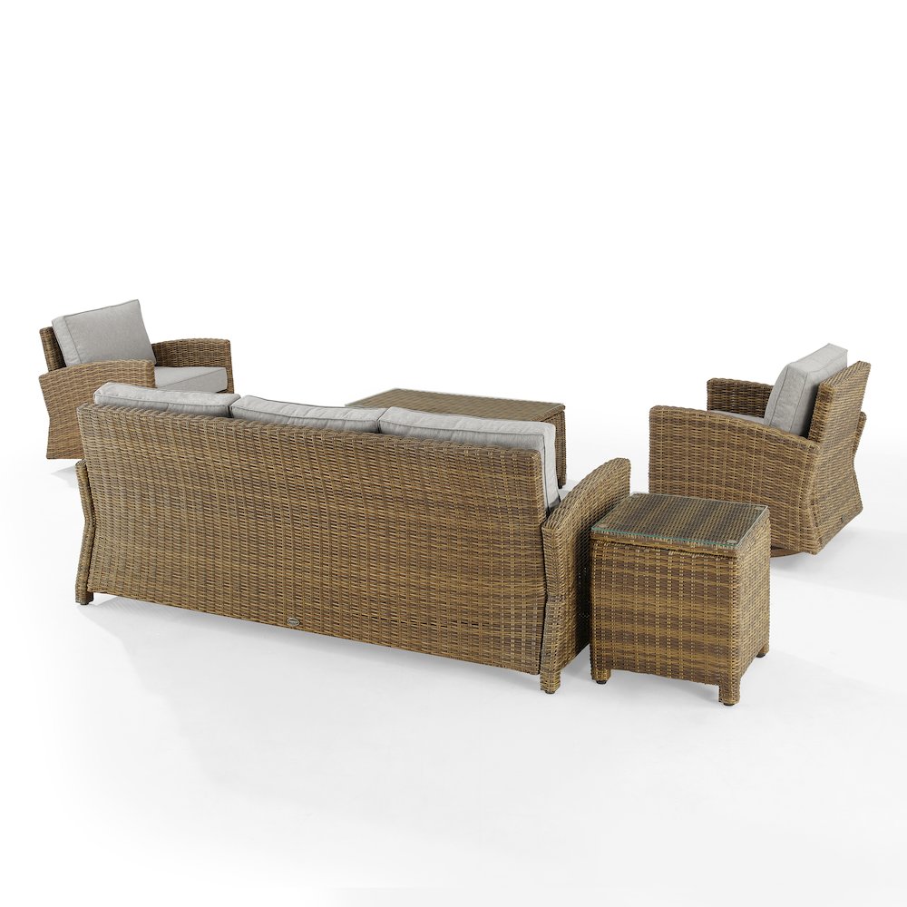 5Pc Outdoor Sofa & Swivel Rocker Set, Sofa, Coffee&Side Tables, 2 Swivel Rockers. Picture 21